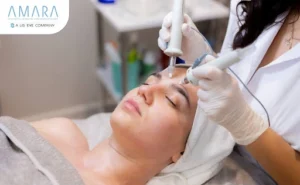 Patient receiving advanced facial dermatology treatment
